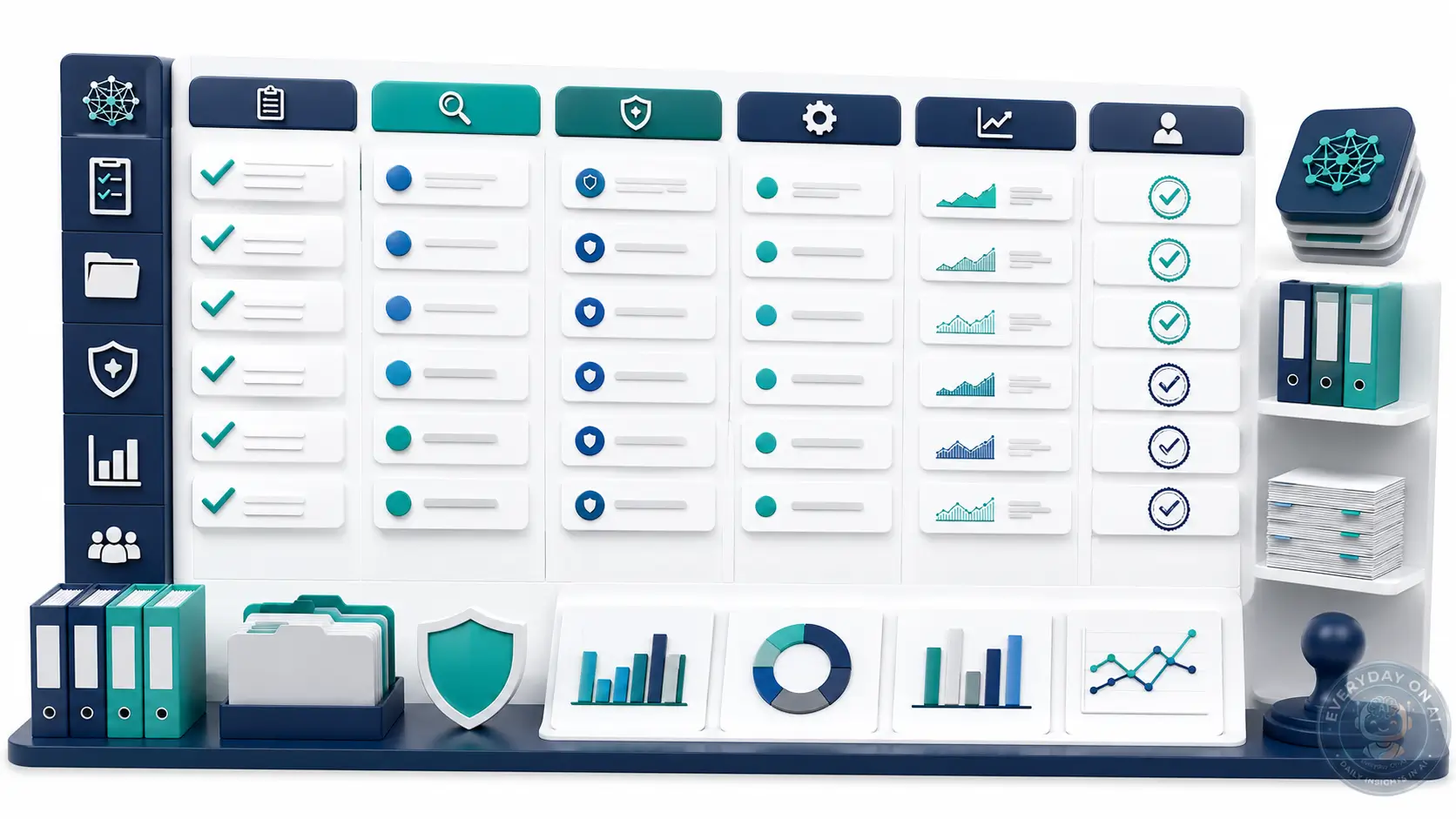 AI governance maturity assessment checklist with evidence folders, risk gates, and monitoring indicators